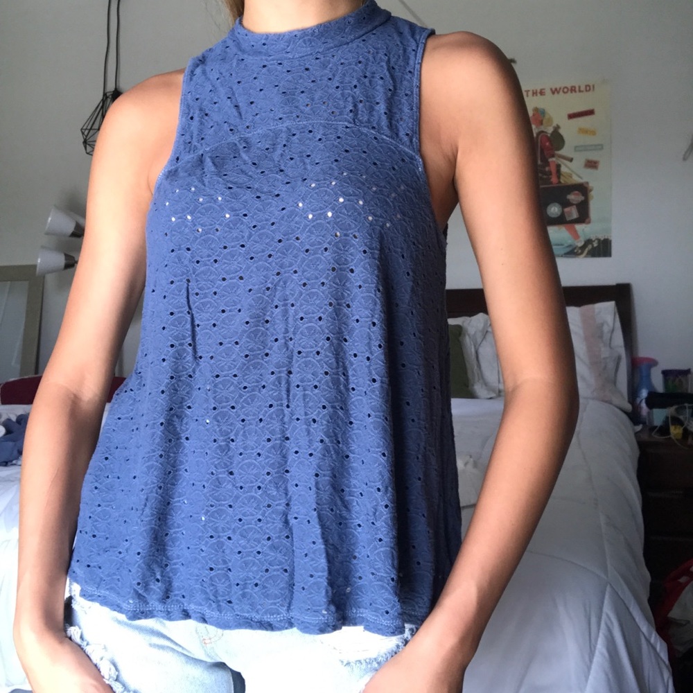 American Eagle Highneck Blue Shirt